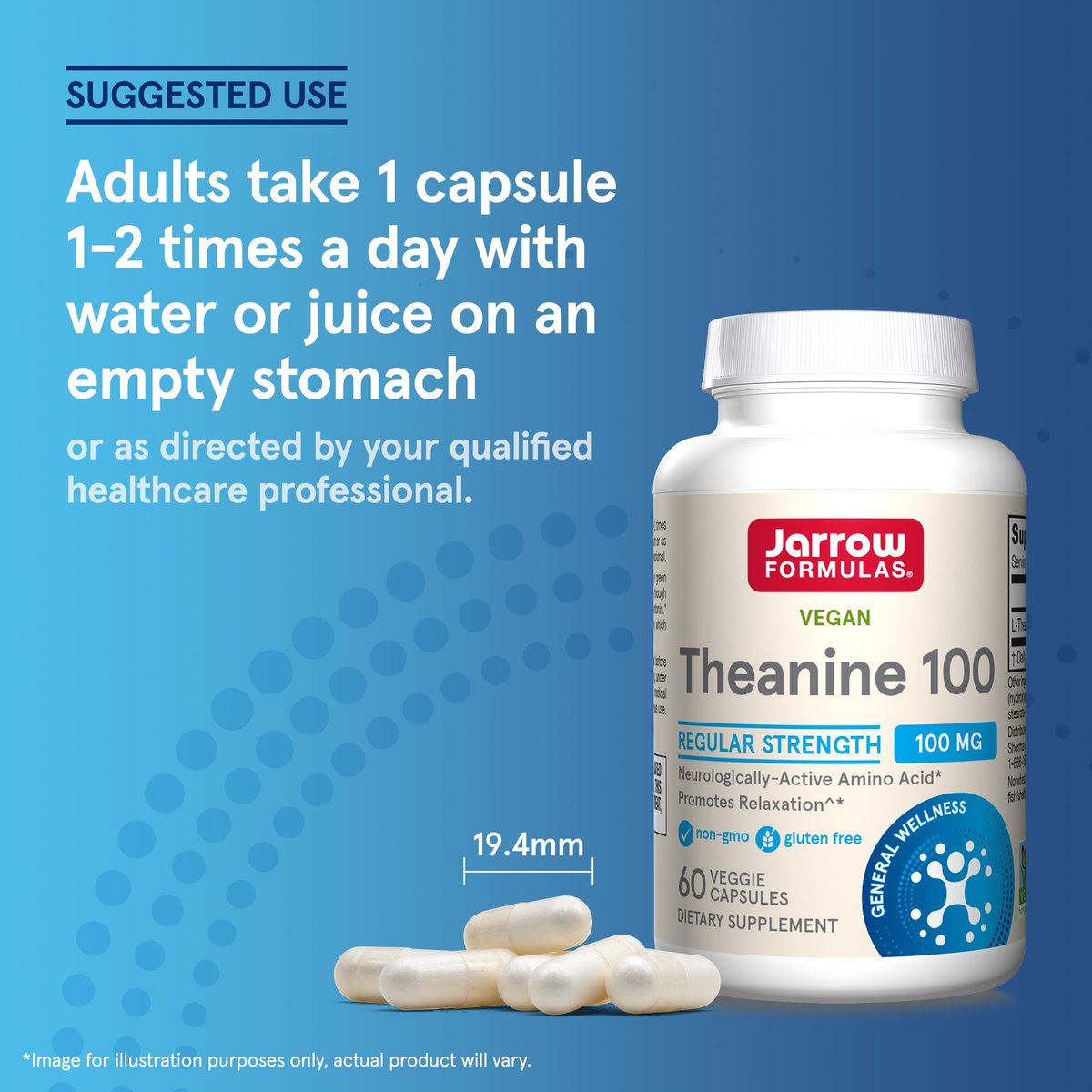 Jarrow Formulas® Theanine 100 mg – Nahrungsergänzungsmittel, 60 Kapseln, 60-Tage-Versorgung