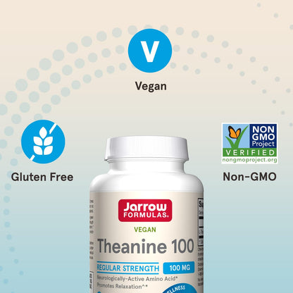 Jarrow Formulas® Theanine 100 mg – Nahrungsergänzungsmittel, 60 Kapseln, 60-Tage-Versorgung