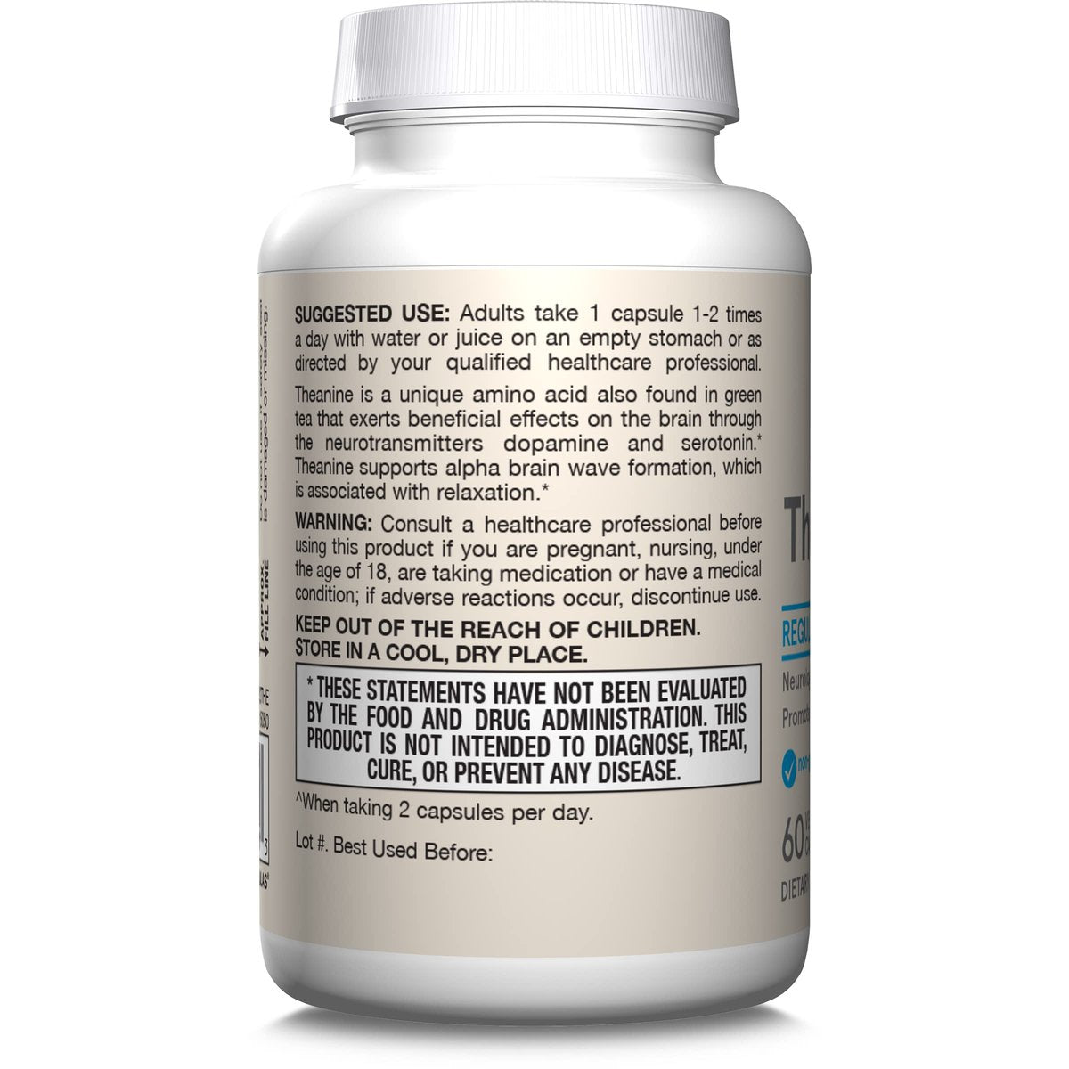 Jarrow Formulas® Theanine 100 mg – Nahrungsergänzungsmittel, 60 Kapseln, 60-Tage-Versorgung