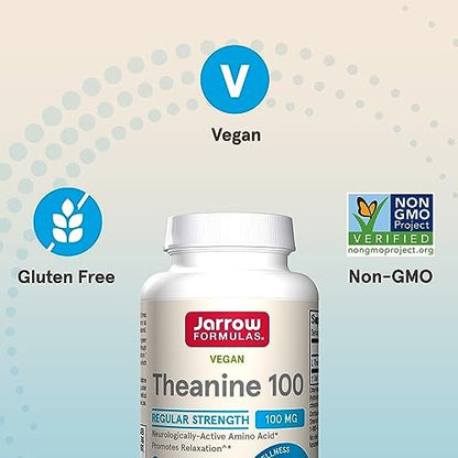 Jarrow Formulas® Theanine 100 mg – Nahrungsergänzungsmittel, 60 Kapseln, 60-Tage-Versorgung