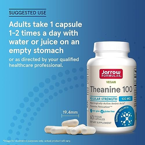 Jarrow Formulas® Theanine 100 mg – Nahrungsergänzungsmittel, 60 Kapseln, 60-Tage-Versorgung