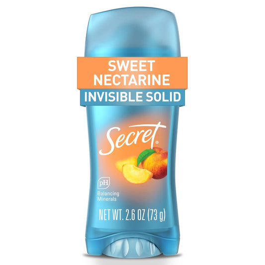Secret Fresh Antiperspirant Deodorant für Frauen, 72h atmungsaktiver Schweiß- & Geruchsschutz, sofortige Frische & sanfte, pH-ausgleichende Mineralien, unsichtbarer Solid, süßer Nektarinenduft, 2,6 oz