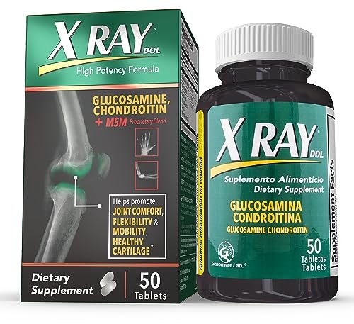 X Ray High Potency Gelenk Gesundheitsergänzung mit Glucosamin 1500mg, Chondroitin 300mg, MSM 120mg – Unterstützt gesunde Gelenke, Knochen & Knorpel – 50 Kapseln