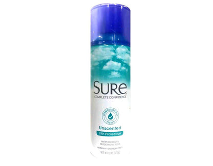 Sure Unscented Aerosol Antiperspirant und Deodorant – 24-Stunden-Schutz für Männer und Frauen – Schnelltrocknendes Spray – 6er-Pack