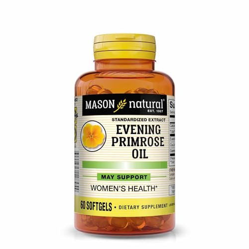 MASON NATURAL Nachtkerzenöl 1000 mg – Hormonbalance & Hautunterstützung für Frauen, reich an Omega-6 GLA & LA, PMS & Wechseljahre Ergänzung, 60 Softgels