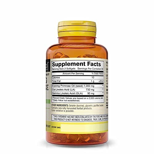 MASON NATURAL Nachtkerzenöl 1000 mg – Hormonbalance & Hautunterstützung für Frauen, reich an Omega-6 GLA & LA, PMS & Wechseljahre Ergänzung, 60 Softgels