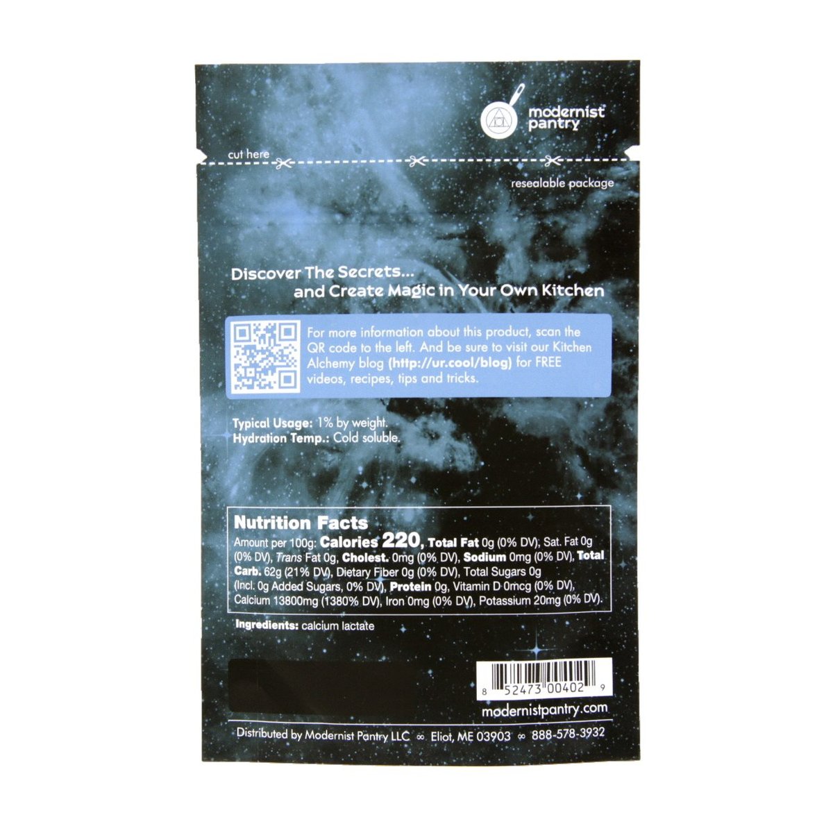 Reines Calciumlactat ⊘ Non-GMO Vegan OU Kosher zertifiziert - 50g/2oz