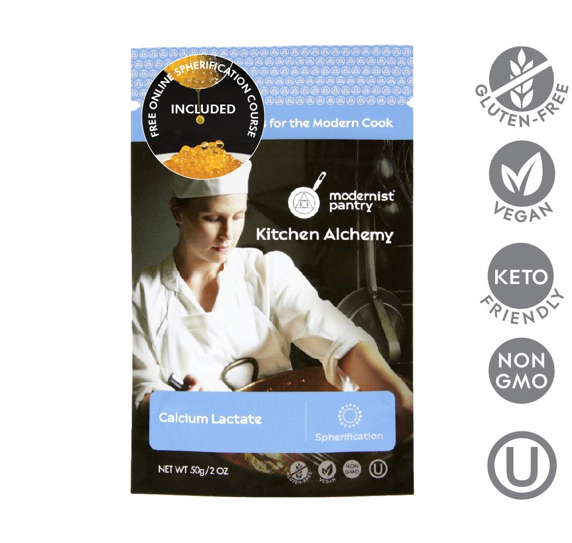 Reines Calciumlactat ⊘ Non-GMO Vegan OU Kosher zertifiziert - 50g/2oz