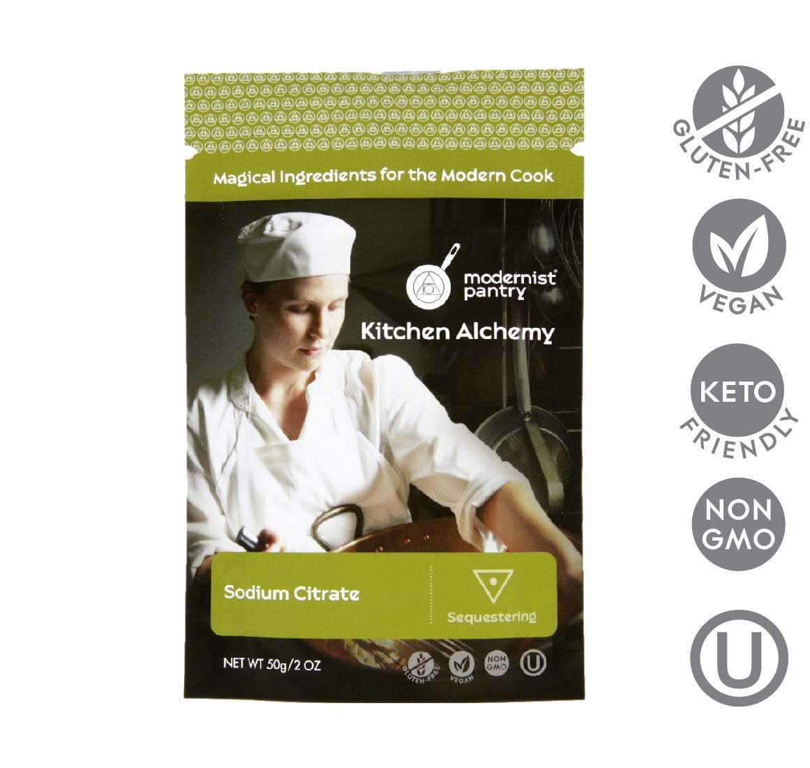 Reines Natriumcitrat ⊘ Non-GMO, glutenfrei, vegan, OU koscher zertifiziert (Molekularküche) - 50g/2oz