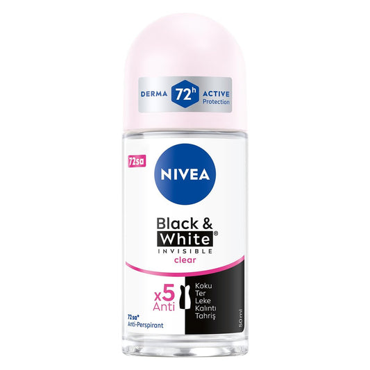 NIVEA Invisible für Black & White Clear Roll-On Antitranspirant Deodorant 50 ml (3er-Pack)