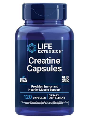 Life Extension Creatin Kapseln – Creatin Monohydrat – Fördert Kraft, schlanke Muskeln und gesunde Ausdauer – Nicht-GVO, glutenfrei – 120 Kapseln