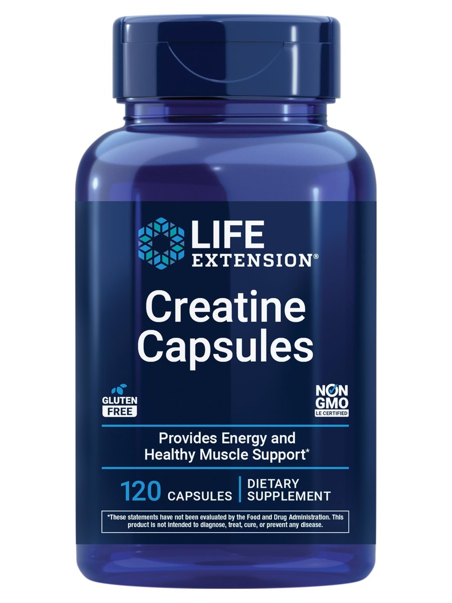 Life Extension Creatin Kapseln – Creatin Monohydrat – Fördert Kraft, schlanke Muskeln und gesunde Ausdauer – Nicht-GVO, glutenfrei – 120 Kapseln
