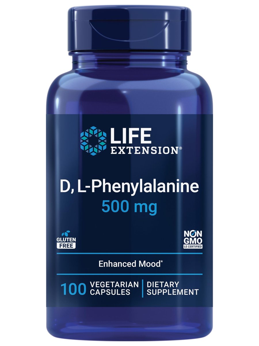 Life Extension D, L-Phenylalanin Kapseln, 500 mg – Unterstützt die Stimmung und Neurotransmitter-Gesundheit – Glutenfrei, Nicht-GVO, Vegetarisch – 100 Kapseln
