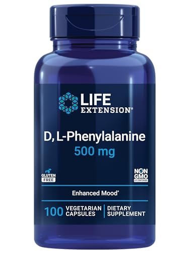 Life Extension D, L-Phenylalanin Kapseln, 500 mg – Unterstützt die Stimmung und Neurotransmitter-Gesundheit – Glutenfrei, Nicht-GVO, Vegetarisch – 100 Kapseln