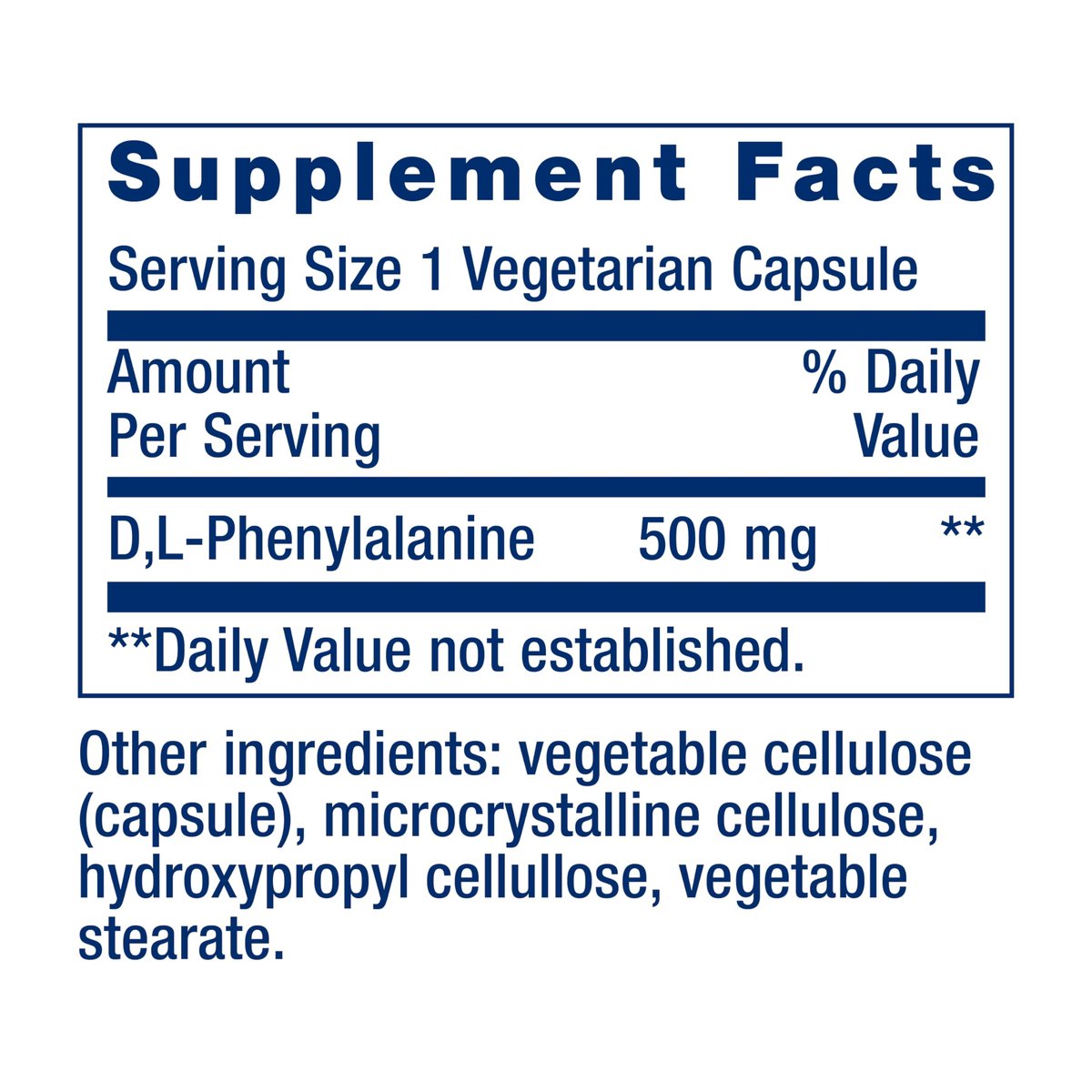 Life Extension D, L-Phenylalanin Kapseln, 500 mg – Unterstützt die Stimmung und Neurotransmitter-Gesundheit – Glutenfrei, Nicht-GVO, Vegetarisch – 100 Kapseln