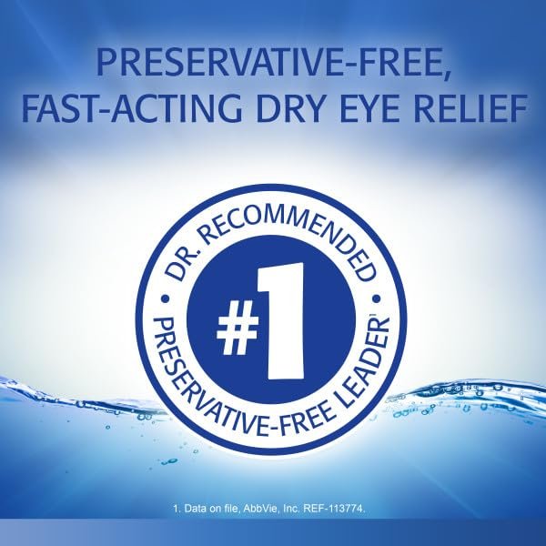 Refresh Optive Befeuchtende Augentropfen für trockene Augen, Konservierungsmittelfrei, 0,01 Fl Oz Einzeldosisbehälter, 60 Stück