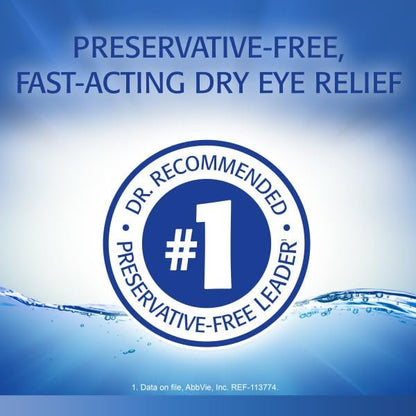 Refresh Optive Befeuchtende Augentropfen für trockene Augen, Konservierungsmittelfrei, 0,01 Fl Oz Einzeldosisbehälter, 60 Stück