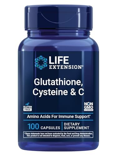 Life Extension Glutathion, Cystein & C – 500 mg Vitamin C, Starkes Antioxidans zur Unterstützung der Lebergesundheit, Glutenfrei, Nicht-GVO, 100 Kapseln