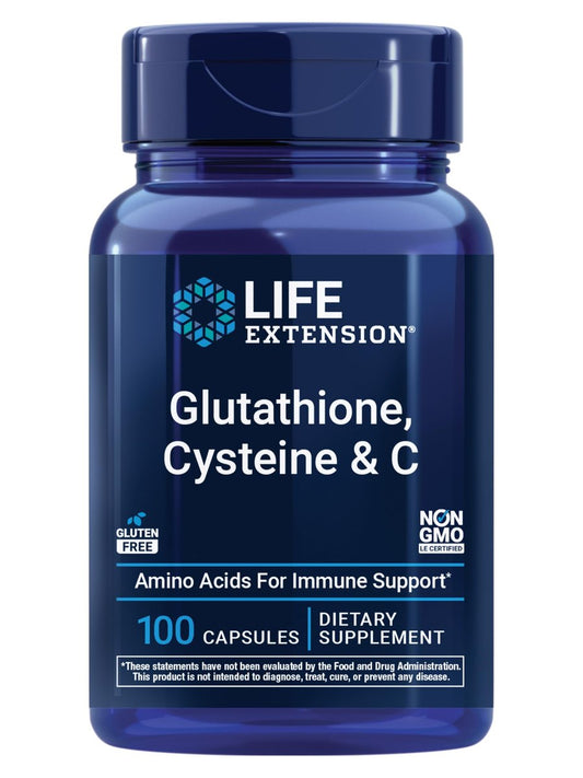 Life Extension Glutathion, Cystein & C – 500 mg Vitamin C, Starkes Antioxidans zur Unterstützung der Lebergesundheit, Glutenfrei, Nicht-GVO, 100 Kapseln