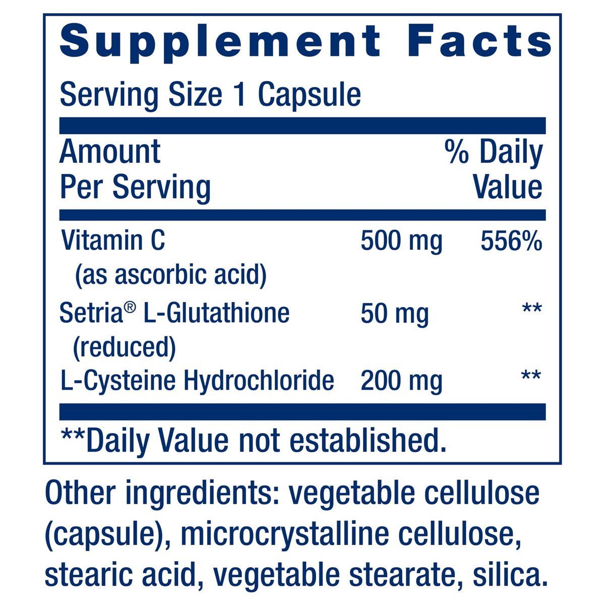 Life Extension Glutathion, Cystein & C – 500 mg Vitamin C, Starkes Antioxidans zur Unterstützung der Lebergesundheit, Glutenfrei, Nicht-GVO, 100 Kapseln