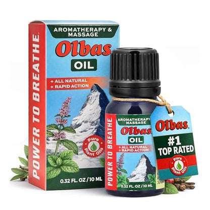 Olbas Massage- und Aromatherapieöl, 0,32 Fl Oz, Körper-Massageöl, Schweizer Kräuterrezepturen mit reinen ätherischen Massageölen zur Muskelentspannung und beruhigenden Linderung bei Schmerzen