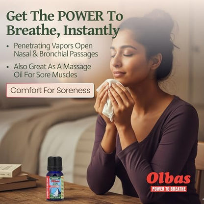Olbas Massage- und Aromatherapieöl, 0,32 Fl Oz, Körper-Massageöl, Schweizer Kräuterrezepturen mit reinen ätherischen Massageölen zur Muskelentspannung und beruhigenden Linderung bei Schmerzen