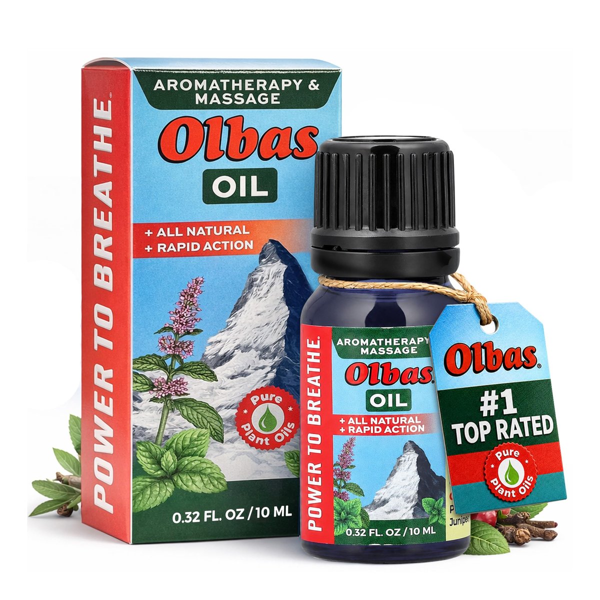 Olbas Massage- und Aromatherapieöl, 0,32 Fl Oz, Körper-Massageöl, Schweizer Kräuterrezepturen mit reinen ätherischen Massageölen zur Muskelentspannung und beruhigenden Linderung bei Schmerzen