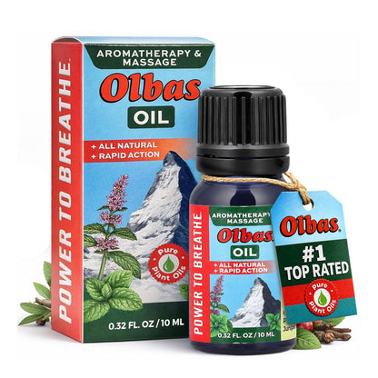Olbas Massage- und Aromatherapieöl, 0,32 Fl Oz, Körper-Massageöl, Schweizer Kräuterrezepturen mit reinen ätherischen Massageölen zur Muskelentspannung und beruhigenden Linderung bei Schmerzen