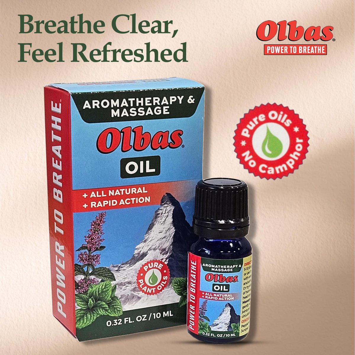 Olbas Massage- und Aromatherapieöl, 0,32 Fl Oz, Körper-Massageöl, Schweizer Kräuterrezepturen mit reinen ätherischen Massageölen zur Muskelentspannung und beruhigenden Linderung bei Schmerzen