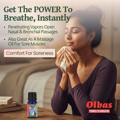 Olbas Massage- und Aromatherapieöl, 0,32 Fl Oz, Körper-Massageöl, Schweizer Kräuterrezepturen mit reinen ätherischen Massageölen zur Muskelentspannung und beruhigenden Linderung bei Schmerzen