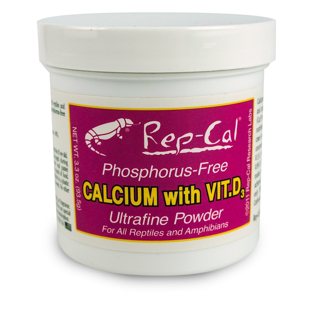 Rep-Cal SRP00200 Phosphorfreies Calcium Ultrafeines Pulver Reptilien/Amphibien Ergänzung mit Vitamin D3, 93,3 g