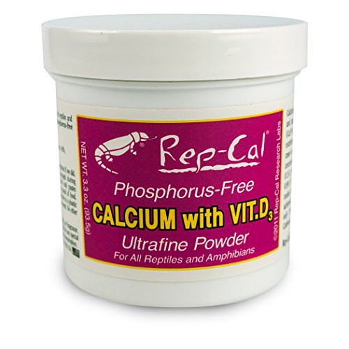 Rep-Cal SRP00200 Phosphorfreies Calcium Ultrafeines Pulver Reptilien/Amphibien Ergänzung mit Vitamin D3, 93,3 g