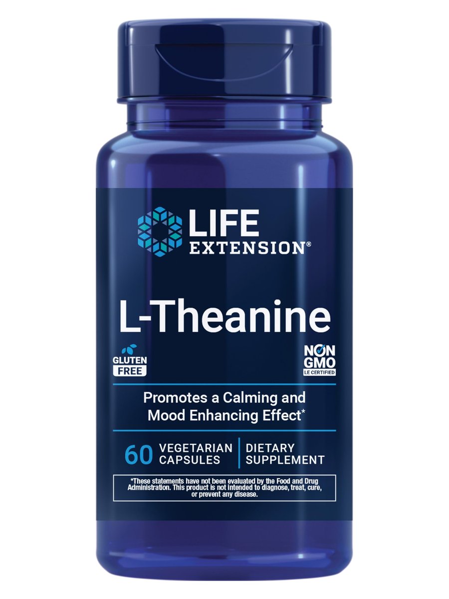 Life Extension L-Theanin – 200 mg, 60 Kapseln – Aminosäure für Ruhe, Entspannung & Stimmung – Glutenfrei, Nicht-GVO, Vegetarisch
