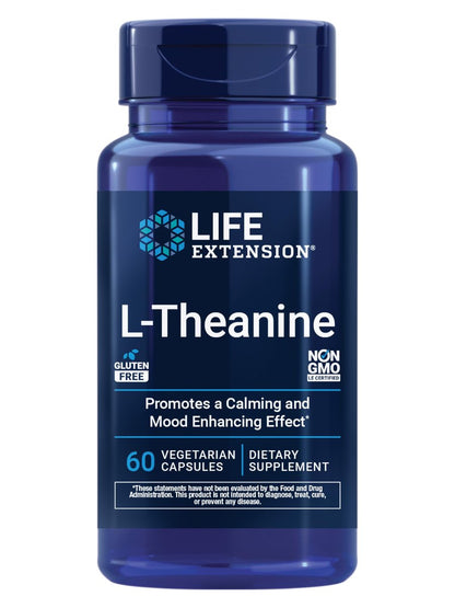 Life Extension L-Theanin – 200 mg, 60 Kapseln – Aminosäure für Ruhe, Entspannung & Stimmung – Glutenfrei, Nicht-GVO, Vegetarisch