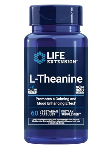 Life Extension L-Theanin – 200 mg, 60 Kapseln – Aminosäure für Ruhe, Entspannung & Stimmung – Glutenfrei, Nicht-GVO, Vegetarisch