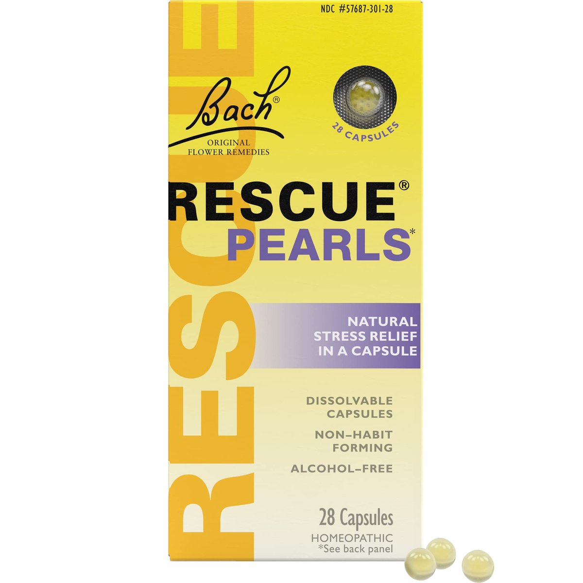 Bach RESCUE PEARLS – Natürlicher Stressabbau mit Orangen-Vanille-Geschmack, 28 Stück, glutenfrei & zuckerfrei