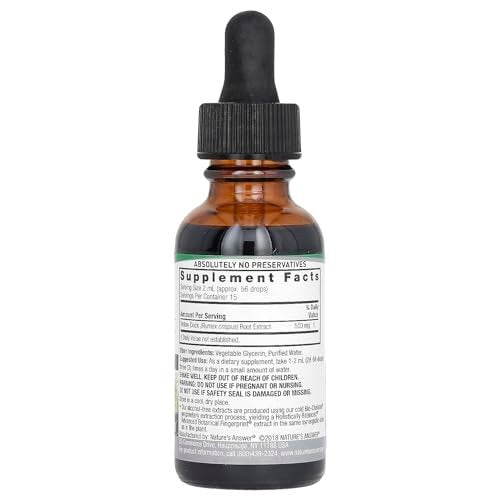 Nature's Answer Gelbwurzel (Yellow Dock) Wurzel Alkoholfrei 2000mg 30ml | Fördert Leberfunktion | Natürliche Körperentgiftung | Unterstützt Verdauung | Glutenfrei, Nicht-GVO, Vegan