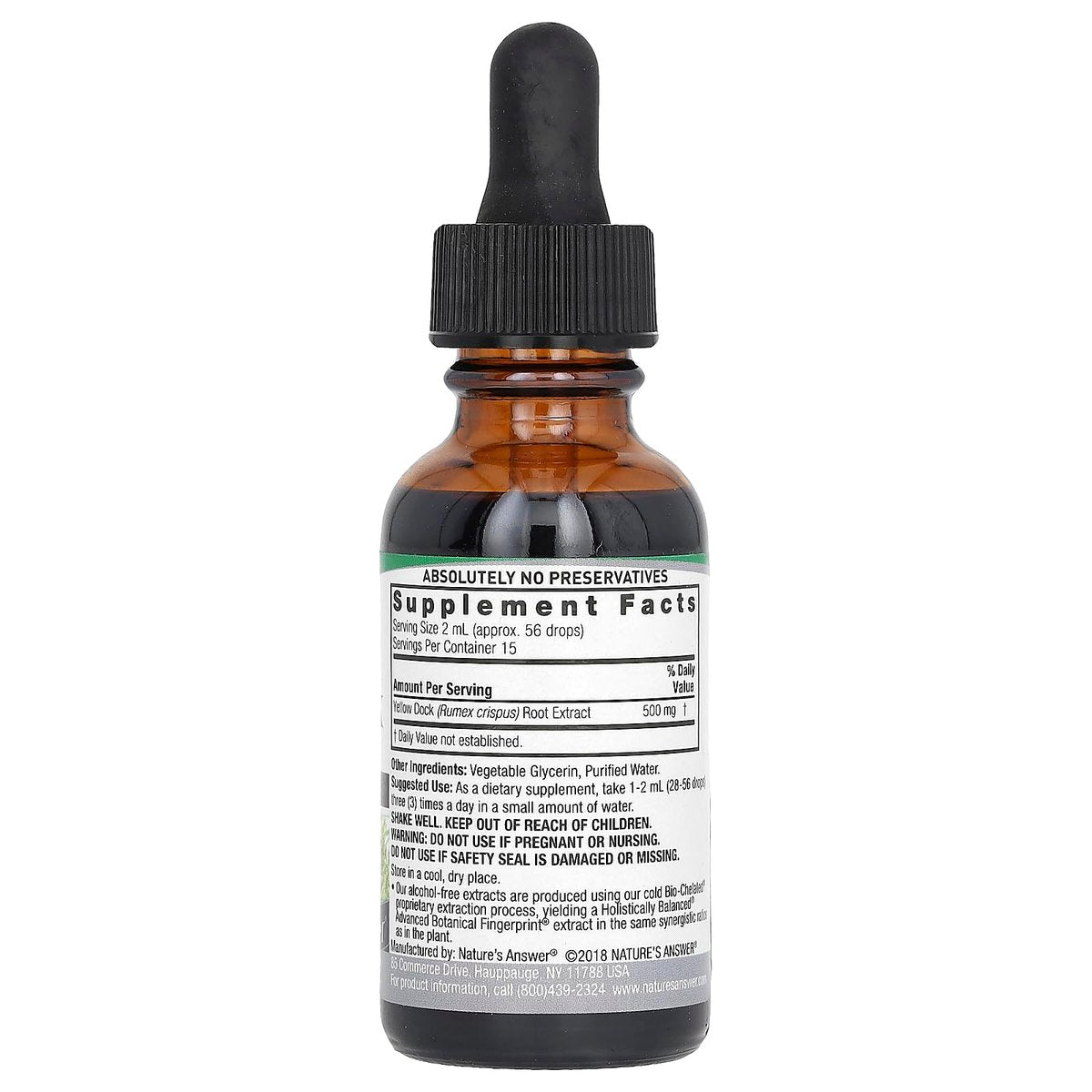 Nature's Answer Gelbwurzel (Yellow Dock) Wurzel Alkoholfrei 2000mg 30ml | Fördert Leberfunktion | Natürliche Körperentgiftung | Unterstützt Verdauung | Glutenfrei, Nicht-GVO, Vegan
