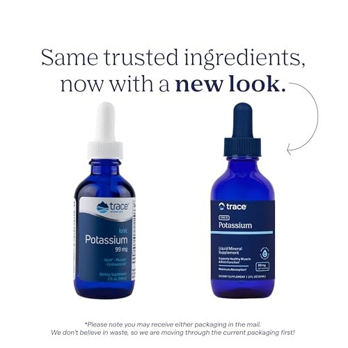 Trace Minerals | Flüssiges Ionisches Kalium Nahrungsergänzungsmittel | 99 mg Kalium und 72+ Spurenelemente | Unterstützt Elektrolyte, Hydration, Energie, Gehirnfunktion | 60 ml (1 Packung), 33 Portionen