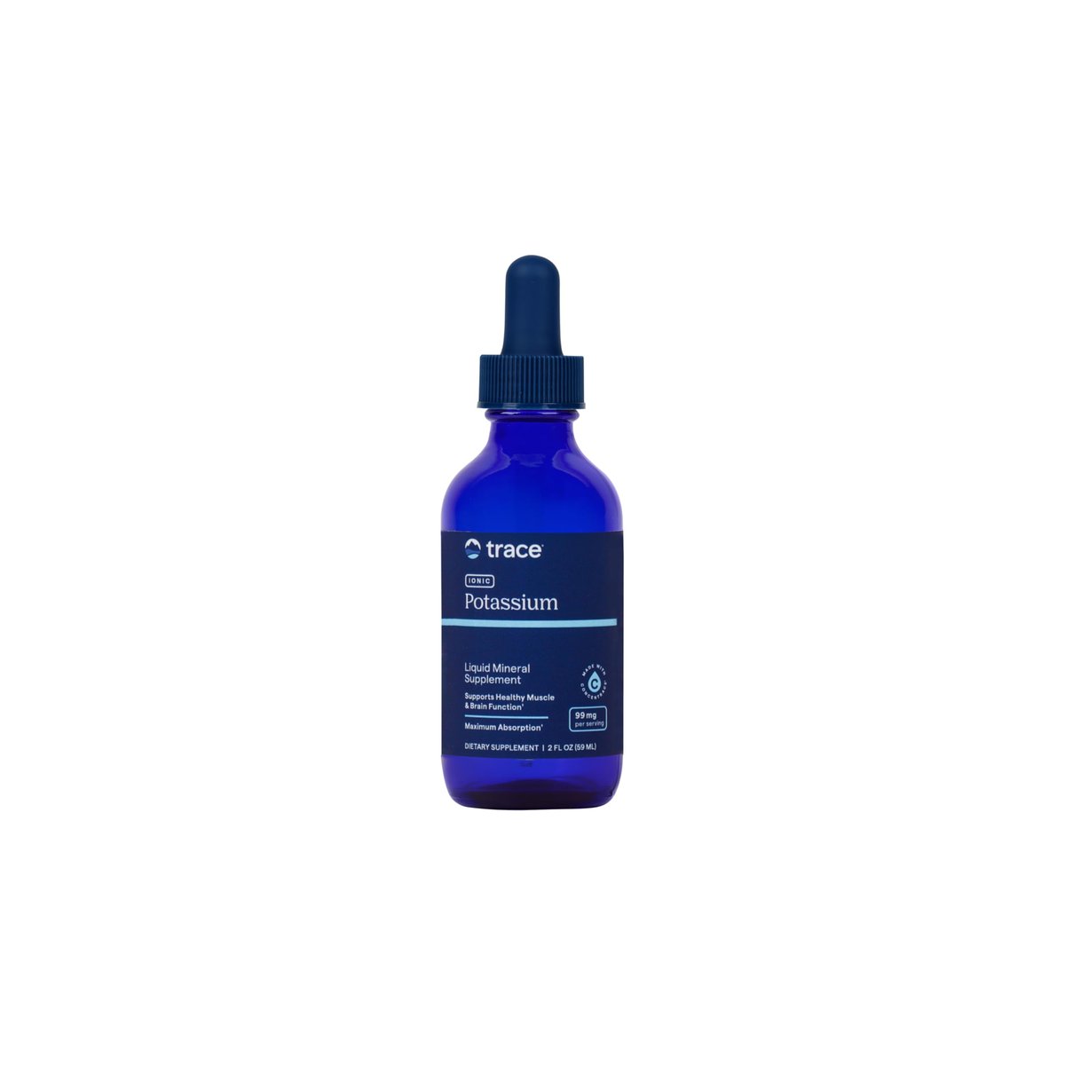 Trace Minerals | Flüssiges Ionisches Kalium Nahrungsergänzungsmittel | 99 mg Kalium und 72+ Spurenelemente | Unterstützt Elektrolyte, Hydration, Energie, Gehirnfunktion | 60 ml (1 Packung), 33 Portionen