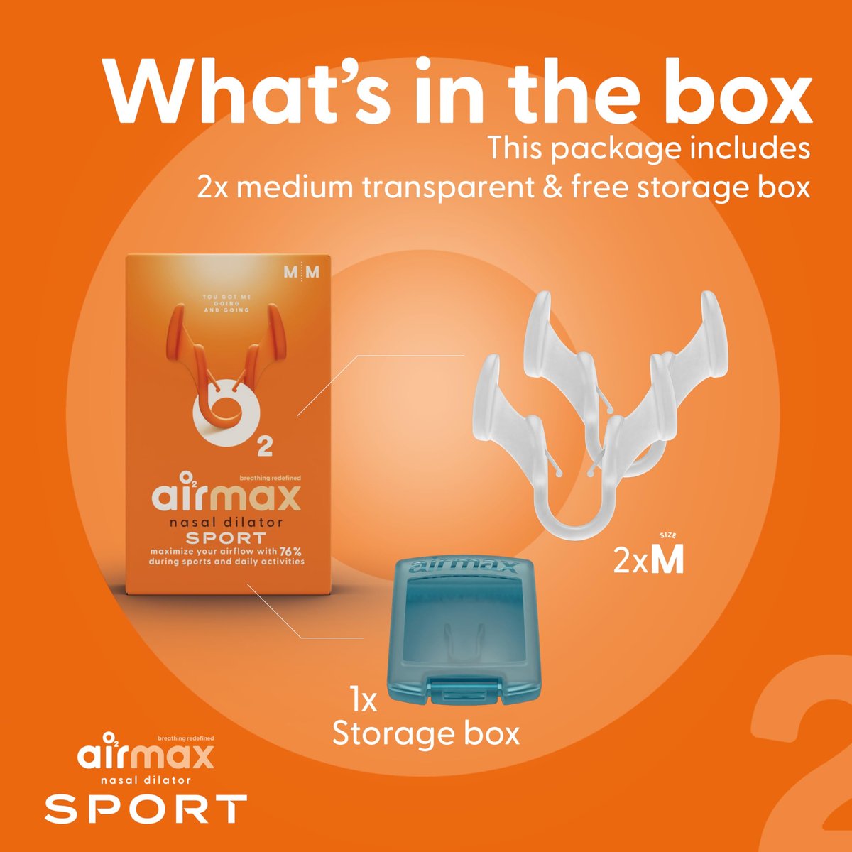 Airmax Unisex Sport Nasendilatator Doppelpack – Einfache, sichere und bequeme Atemhilfe – Verbessert den Luftstrom – Transparent – Medium