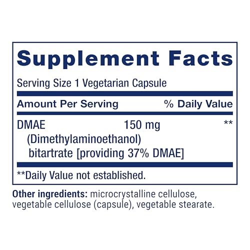 Life Extension DMAE Bitartrat – Unterstützt die Neurotransmitter-Produktion, 6-Monats-Vorrat, glutenfrei, nicht-GVO, vegetarisch, 200 Kapseln