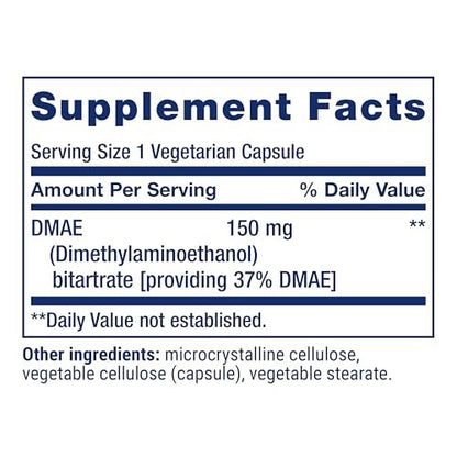 Life Extension DMAE Bitartrat – Unterstützt die Neurotransmitter-Produktion, 6-Monats-Vorrat, glutenfrei, nicht-GVO, vegetarisch, 200 Kapseln