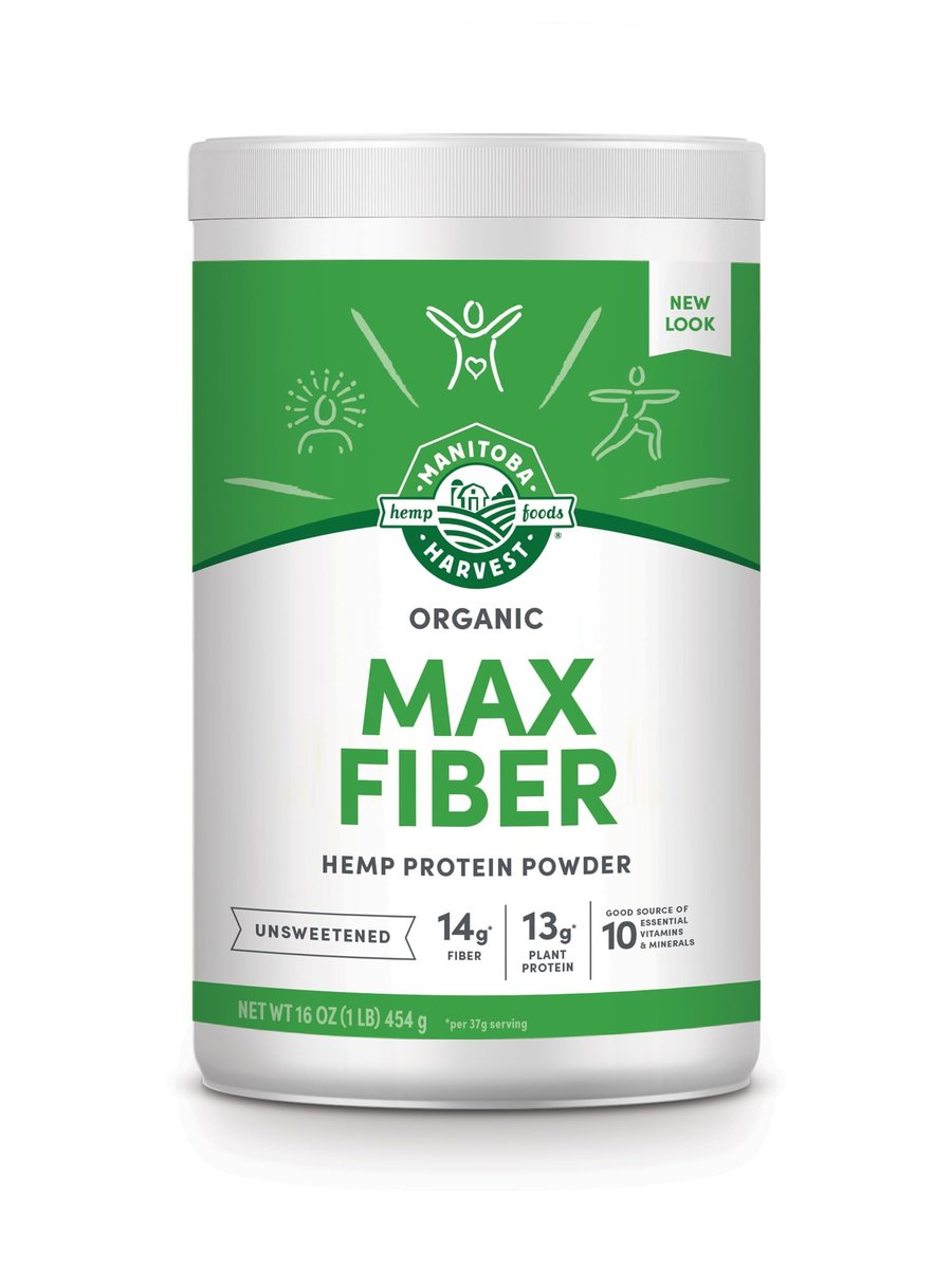Manitoba Harvest Hemp Yeah Organic Max Fiber Protein Powder, Ungesüßt, 454g, mit 13g Ballaststoffen, 13g Protein und 2,5g Omega 3&6 pro Portion, Keto-freundlich, ohne Konservierungsstoffe