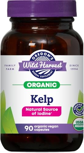 Oregon's Wild Harvest Kelp Bioaktives Nahrungsergänzungsmittel | Natürliche Jodquelle | Vegane Kapseln, 90 Stück