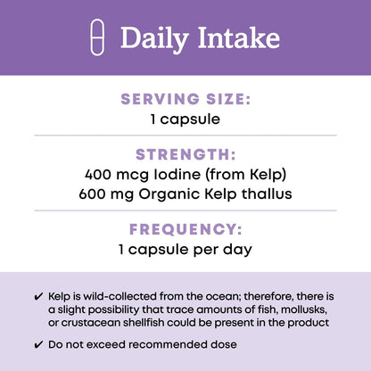 Oregon's Wild Harvest Kelp Bioaktives Nahrungsergänzungsmittel | Natürliche Jodquelle | Vegane Kapseln, 90 Stück