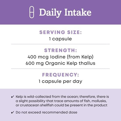 Oregon's Wild Harvest Kelp Bioaktives Nahrungsergänzungsmittel | Natürliche Jodquelle | Vegane Kapseln, 90 Stück