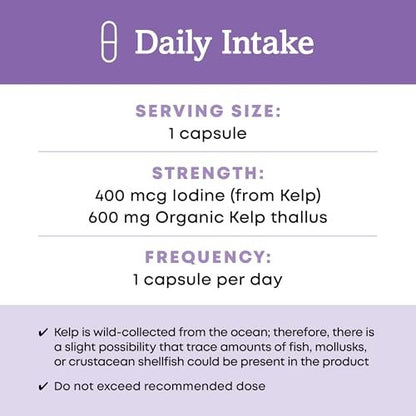 Oregon's Wild Harvest Kelp Bioaktives Nahrungsergänzungsmittel | Natürliche Jodquelle | Vegane Kapseln, 90 Stück
