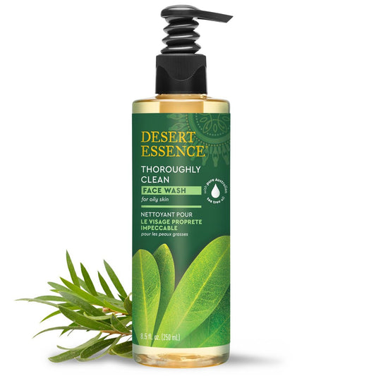 Desert Essence Gesichtsreinigung mit Teebaumöl – Natürlicher Reiniger für fettige & empfindliche Haut – 250 ml