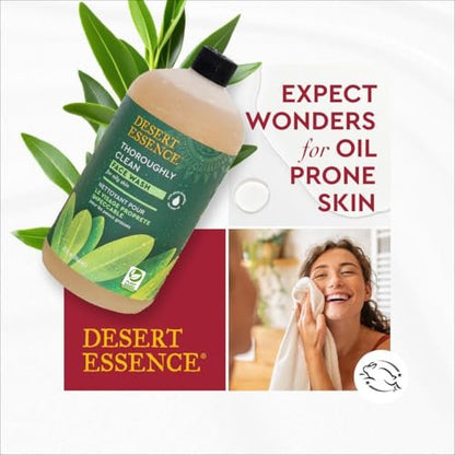 Desert Essence Gesichtsreinigung mit Teebaumöl – Natürlicher Reiniger für fettige & empfindliche Haut – 250 ml